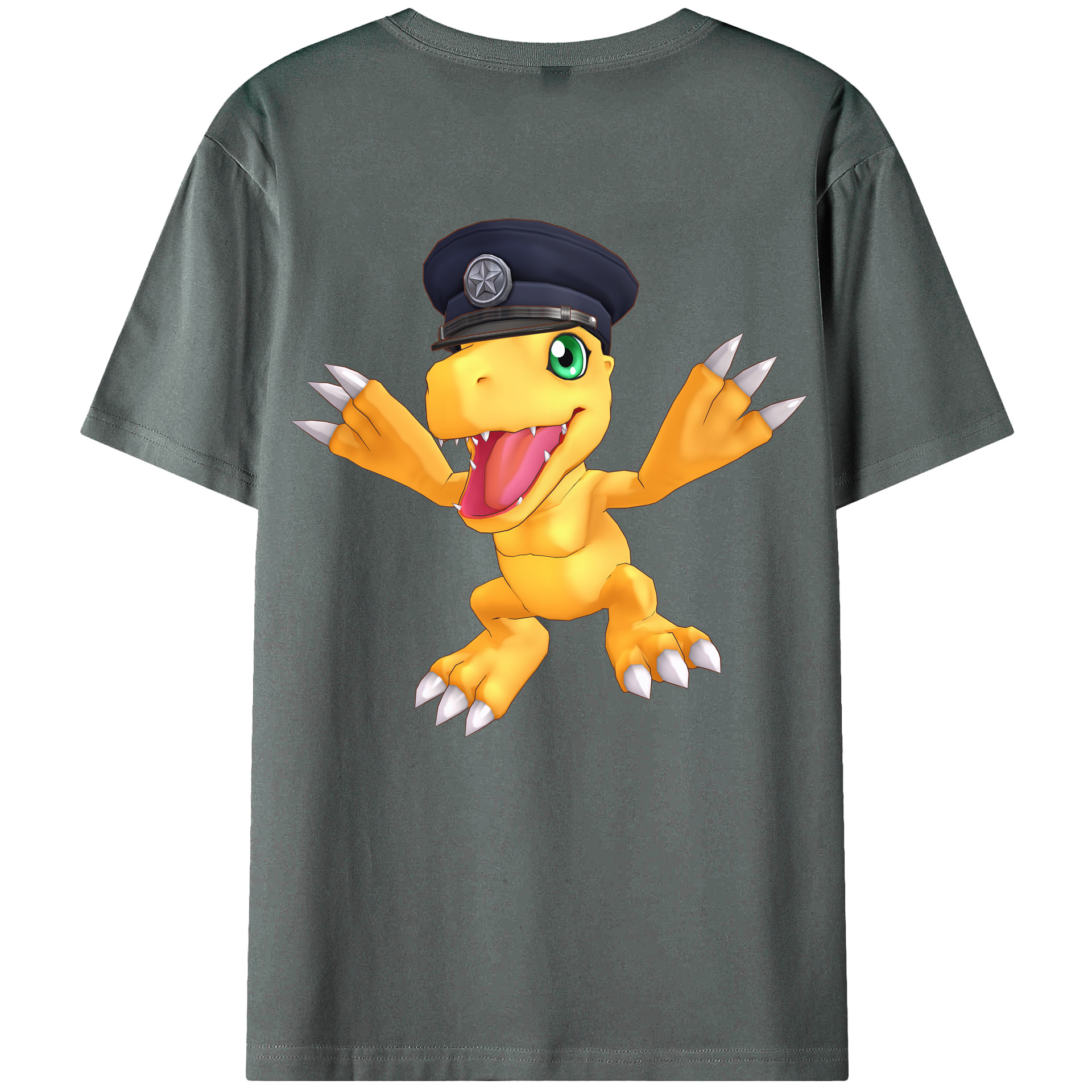 （画像用） Digimon デジタルモンスター/デジモン 綿100％ メンズ半袖Tシャツ（バックプリント） 通気性